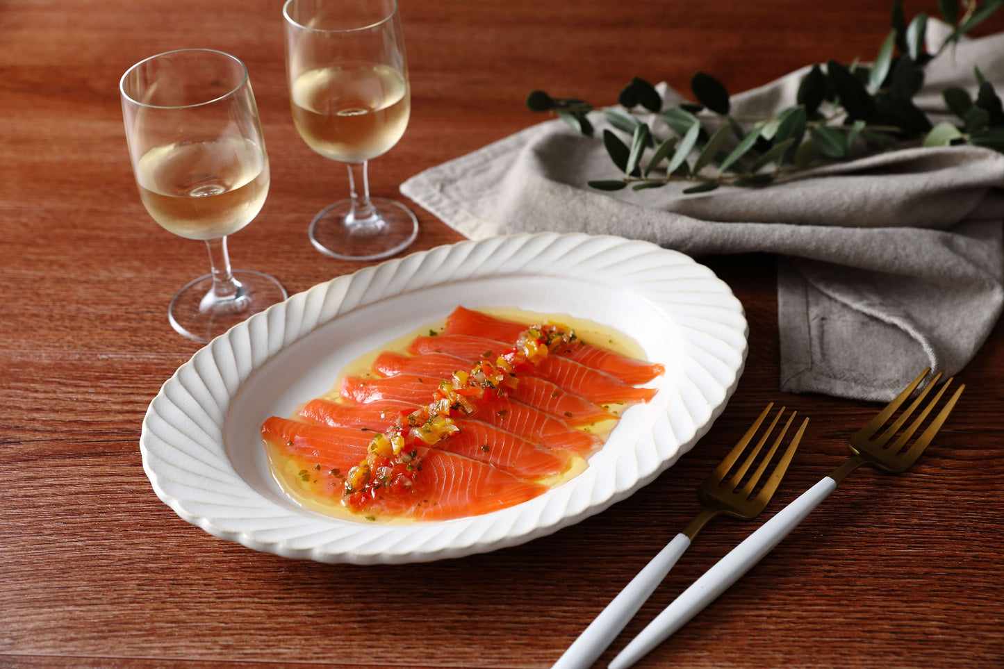 サーモンのカルパッチョ(2人分)